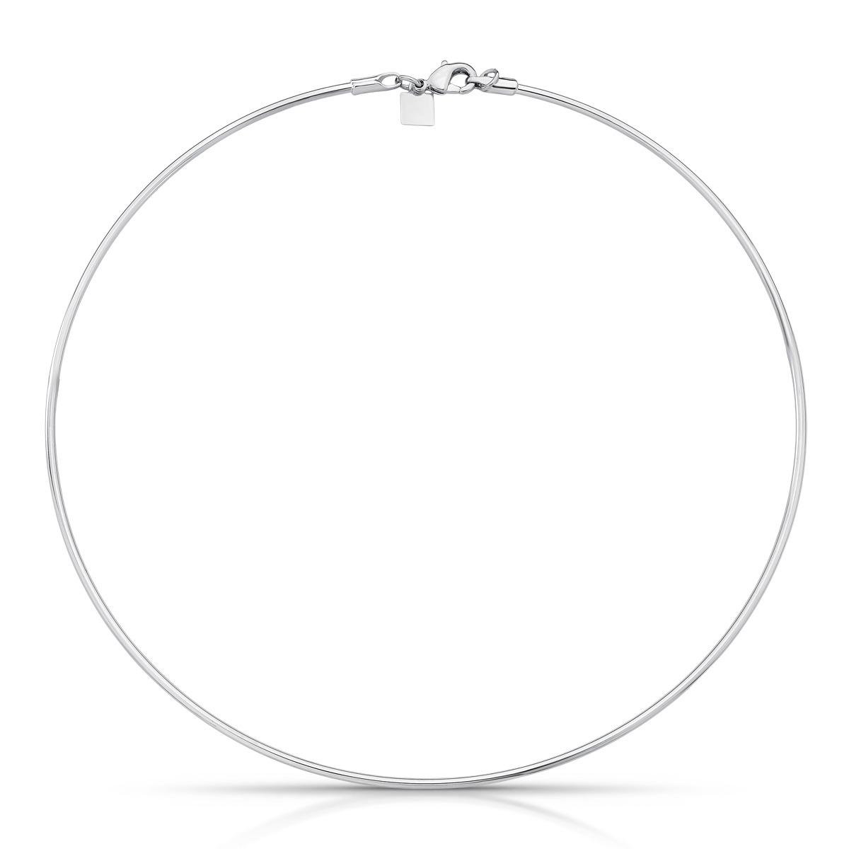 Colar Choker Aro fino no ródio branco com mais 6cm de extensor.