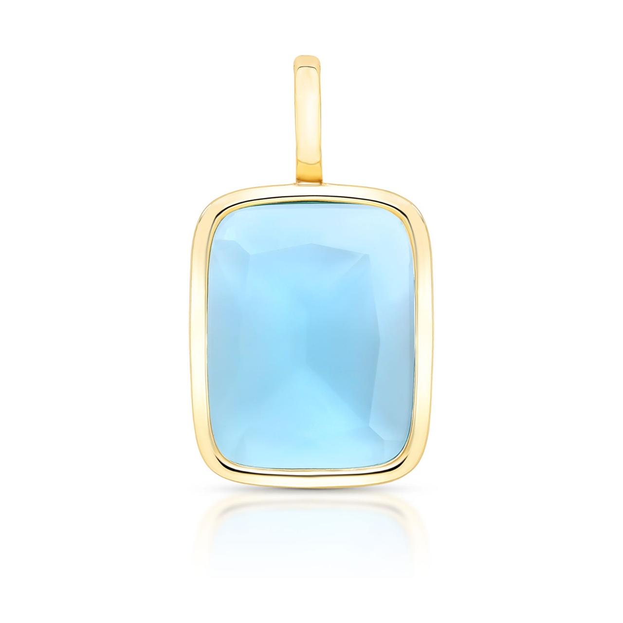 Pingente grande com fecho, pedra natural cristal azul claro retangular