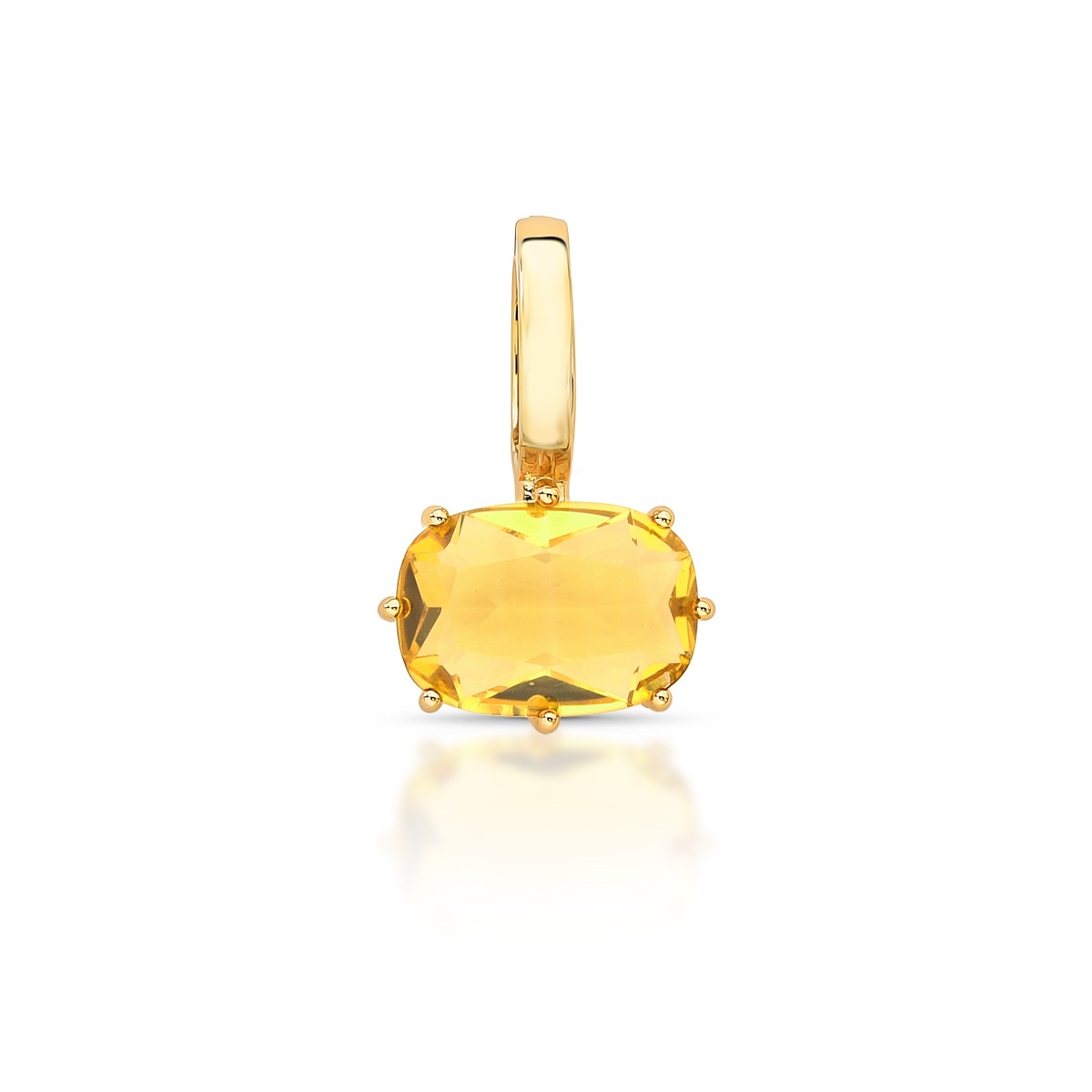 Pingente com pedra natural Citrino lapidada no modelo oval, com fecho. Colar cordão apenas sugestão, ilustrativo.