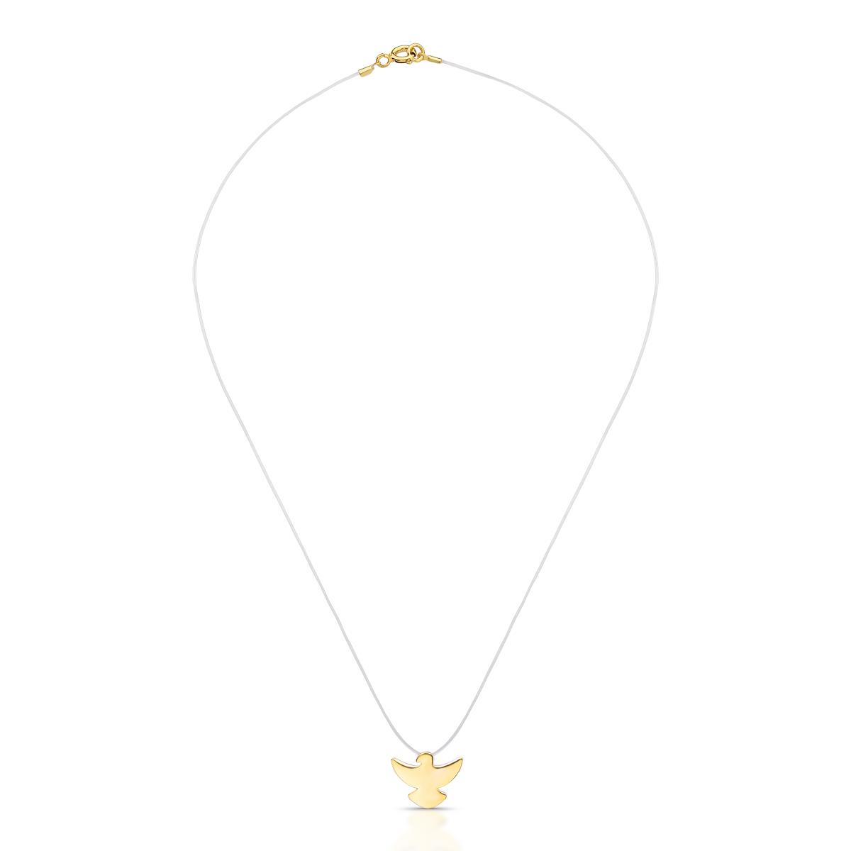 Colar no nylon com pingente Espirito Santo. 40cm mais 5cm de extensor.